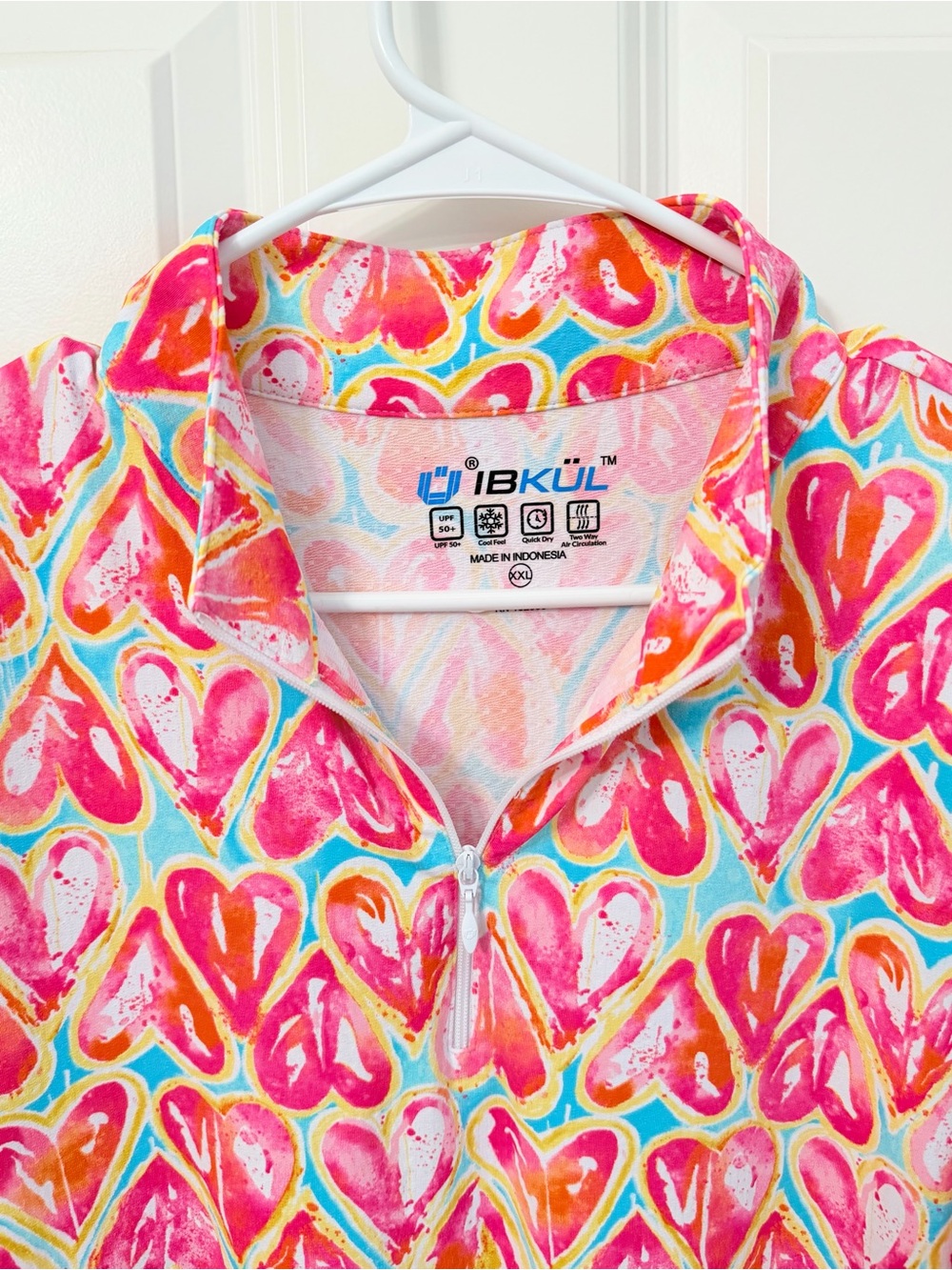 IBKUL New Women’s Long Sleeve Zip Mock Shirt Pullover Heart Print Size XXL